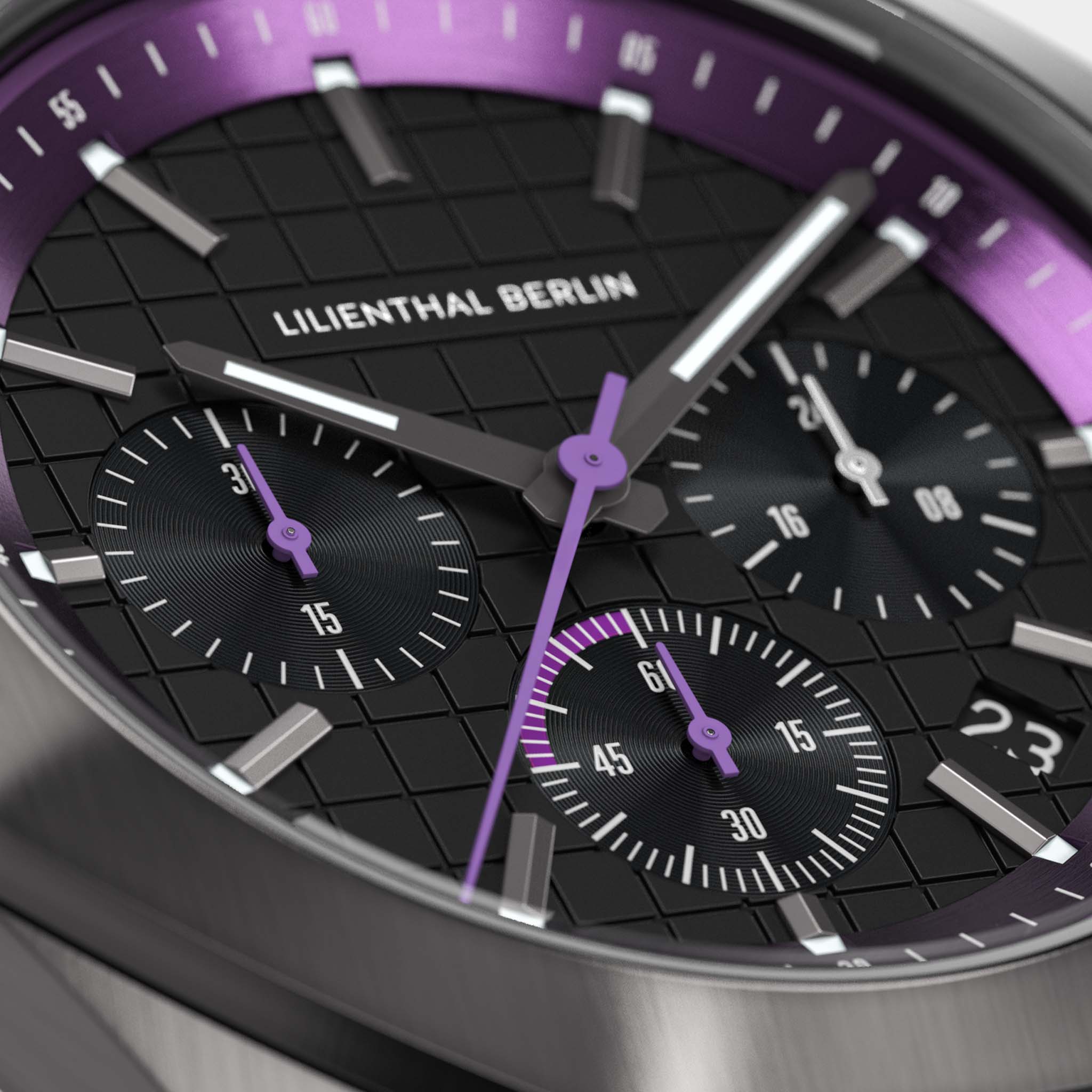 Octachrono – Watch – Silver Purple – Stainless Steel Mesh