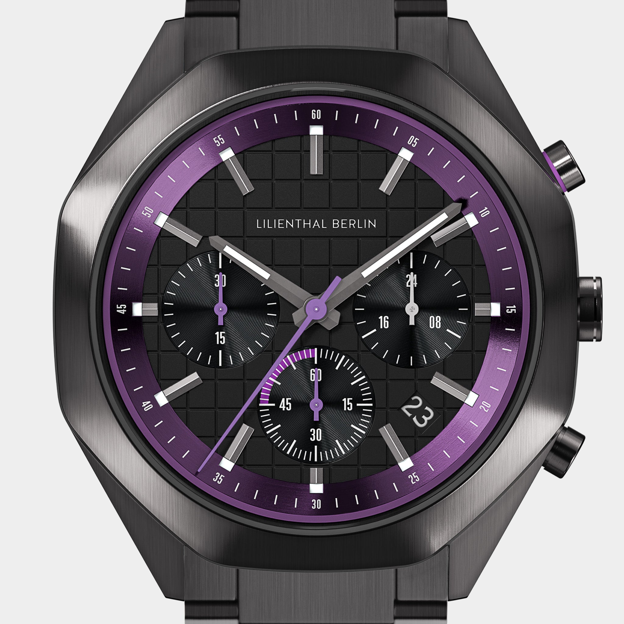 ?Women\'s Gunmetal Purple Mineral crystal lens Matte black dial Bracelet Watch Women main image 2